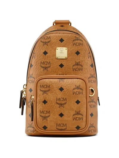 Mcm Aren Visetos Messenger Bag In Orange