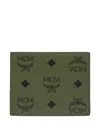 Mcm Aren Visetos Monogram Bifold Wallet In Green