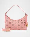 Mcm Aren Visetos Monogram Hobo Bag In Soft Pink