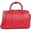 Mcm Aren Visetos Monogram Satchel Bag In Candy Red