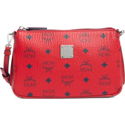 Mcm Aren Visetos Shoulder Bag In Candy Red