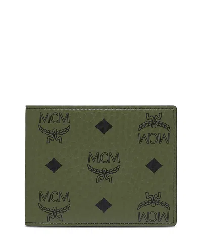 Mcm Aren Visetos Monogram Bifold Wallet In Green