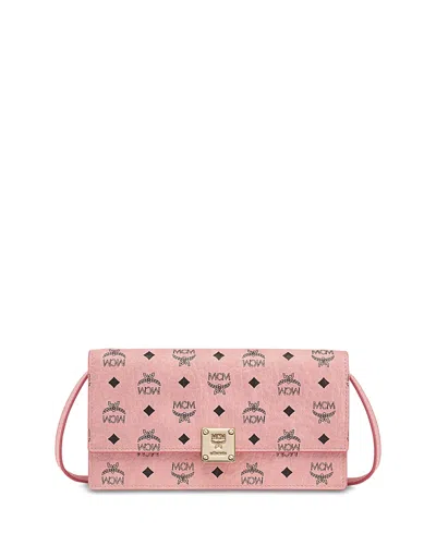 Mcm Aren Crossbody Wallet In Visetos In Pink