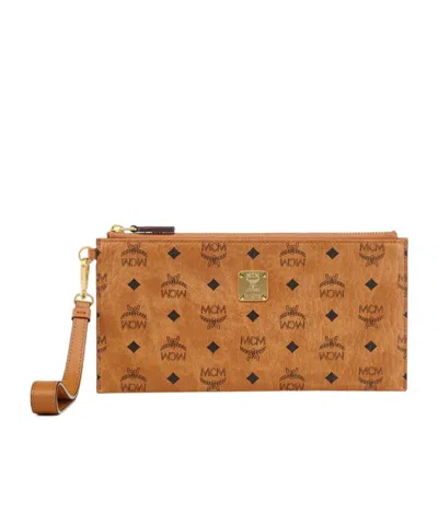 Mcm Aren Visetos Wristband Bag In Brown