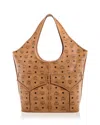 Mcm Aren Visetos Xl Shopper Tote In Cognac