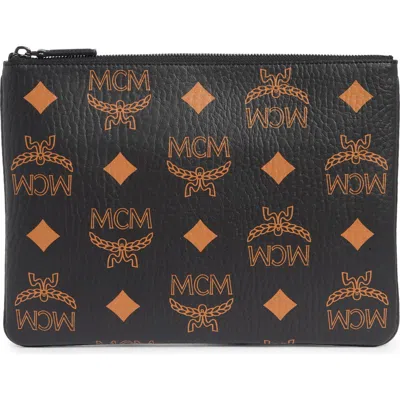 Mcm Aren Wristlet Zip Pouch In Black