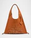 Mcm Aren Xl Fishnet Leather Shopper Tote Bag In Terracotta