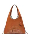 Mcm Aren Xl Fishnet Leather Shopper Tote Bag In Terracotta