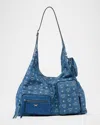 Mcm Aren Xl Visetos Denim Shoulder Bag