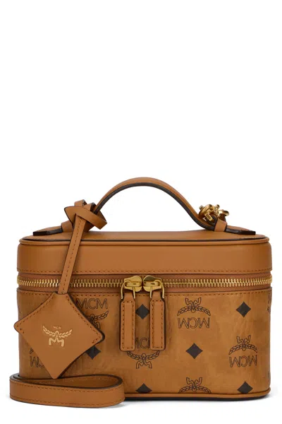 Mcm Aron Mini Handheld Vanity Case In Leather (19 Cm) In Camel