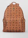 Mcm Backpack Studded Front Zip Pocket Adjustable Straps In Brown