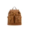 Mcm Canvas Backpack With Leather Trim And Front Pockets In Brown