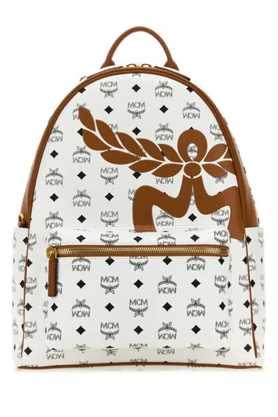 Mcm Woman Printed Canvas Stark Backpack In Multicolor