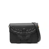 Mcm Black Leather Small Himmel Laurel Crossbody Bag In Gray