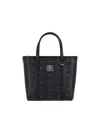 Mcm Structured Shoulder Bag With Textured Finish In Black