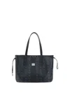 Mcm Liz Logo Plaque Top Handle Bag In Black