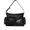 Mcm Nylon Shoulder Bag With Spacious Compartments In Black