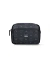 Mcm Shoulder Bag Adjustable Strap Front Zip Pocket In Black