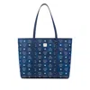 Mcm Toni Visetos Monogram Canvas Top-zip Tote Bag In Blue