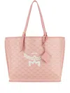 Mcm Women Printed Canvas Himmel Shopping Bag In Pink