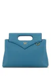Mcm Turquoise Leather Mini Soft Diamond Handbag
