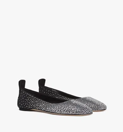 Mcm Ballerina Shoes In Gradation Crystal Suede In Black