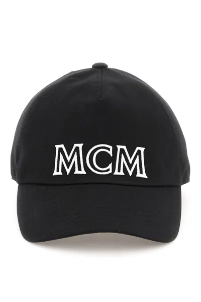 Mcm Baseball Cap With Embroidered Logo In Black