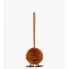 Mcm Bear Charm In Lamb Fur And Visetos In Brown