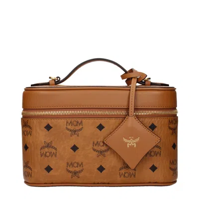Mcm Beauty Case Aren Female Brown/cognac Woven Cloth And Other Textile Fabrics