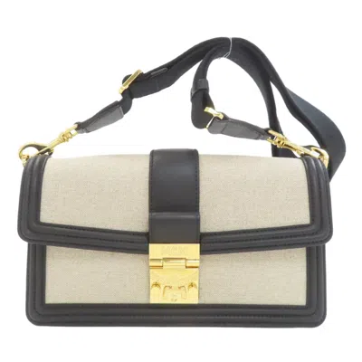 Pre-owned Mcm Beige Black Canvas Leather Tote Bag () In Beige, Black