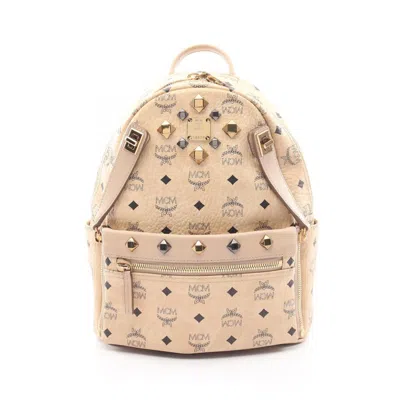Pre-owned Mcm Beige Coated Canvas Leather Backpack ()