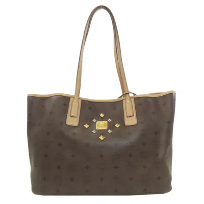 Pre-owned Mcm Beige Dark Brown Pvc Tote Bag () In Beige, Dark Brown