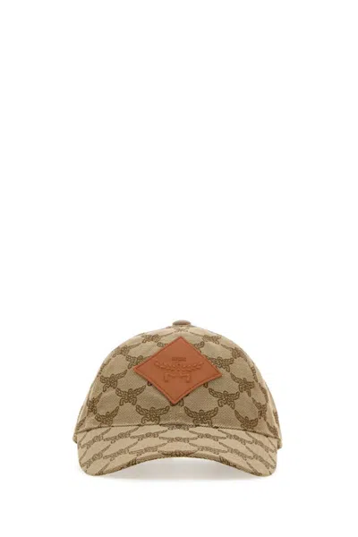 MCM BEIGE LOGO PATCH BASEBALL CAP