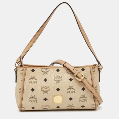 Pre-owned Mcm Beige Visetos Leather Crossbody Bag