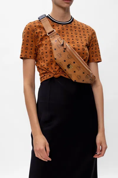 Mcm Belt Bag With Logo In Brown