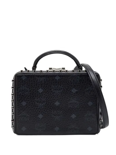 Pre-owned Mcm Berlin Studded Box Shoulder Bag In Black