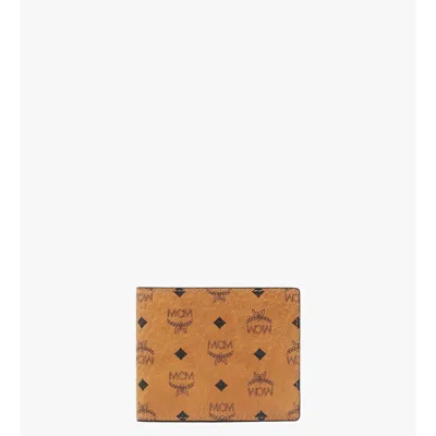 Mcm Bifold Wallet With Card Case In Visetos Original In Brown