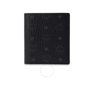 Mcm Black Bifold Card Wallet In Visetos Original