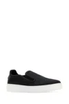Mcm Canvas And Leather Slip Ons With Contrast Sole In Darkgrey