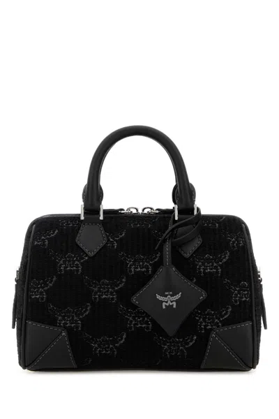 Mcm Ella Boston Jacquard Top Handle Tote Bag In Black