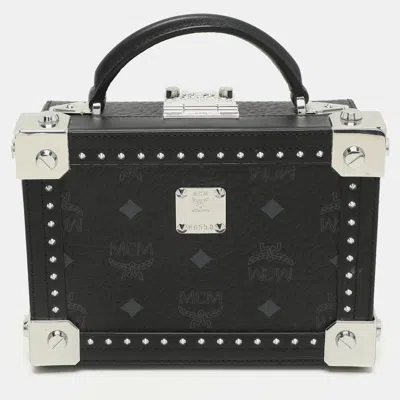 Pre-owned Mcm Black Coated Canvas And Leather Berlin Box Bag