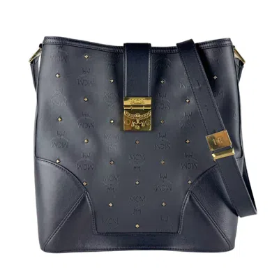 Pre-owned Mcm Black Coated Canvas Leather Shoulder Bag ()