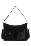 Mcm Nylon Shoulder Bag With Spacious Compartments In Black