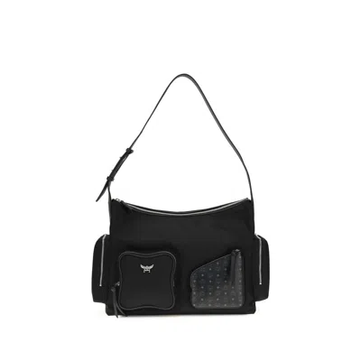 Mcm Black Fabric Shoulder Bag