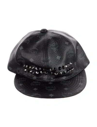 Pre-owned Mcm Black Leather Baseball Cap  W/tags