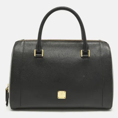 Pre-owned Mcm Black Leather Boston Bag