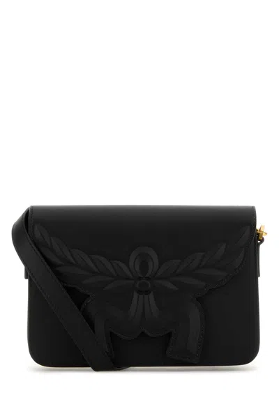 MCM BLACK LEATHER SMALL HIMMEL LAUREL CROSSBODY BAG
