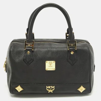 Pre-owned Mcm Black Leather Small Zip Satchel