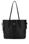 Mcm Canvas Liz Shopping Bag With Logo Pattern In Black