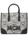 Mcm Black Monogram Jacquard Small Tote (authentic Pre-loved)